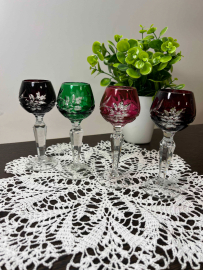 Рюмки из цветного хрусталя Lausitzer Германия, ручная работа. Цена за 4 шт. Картинка 1